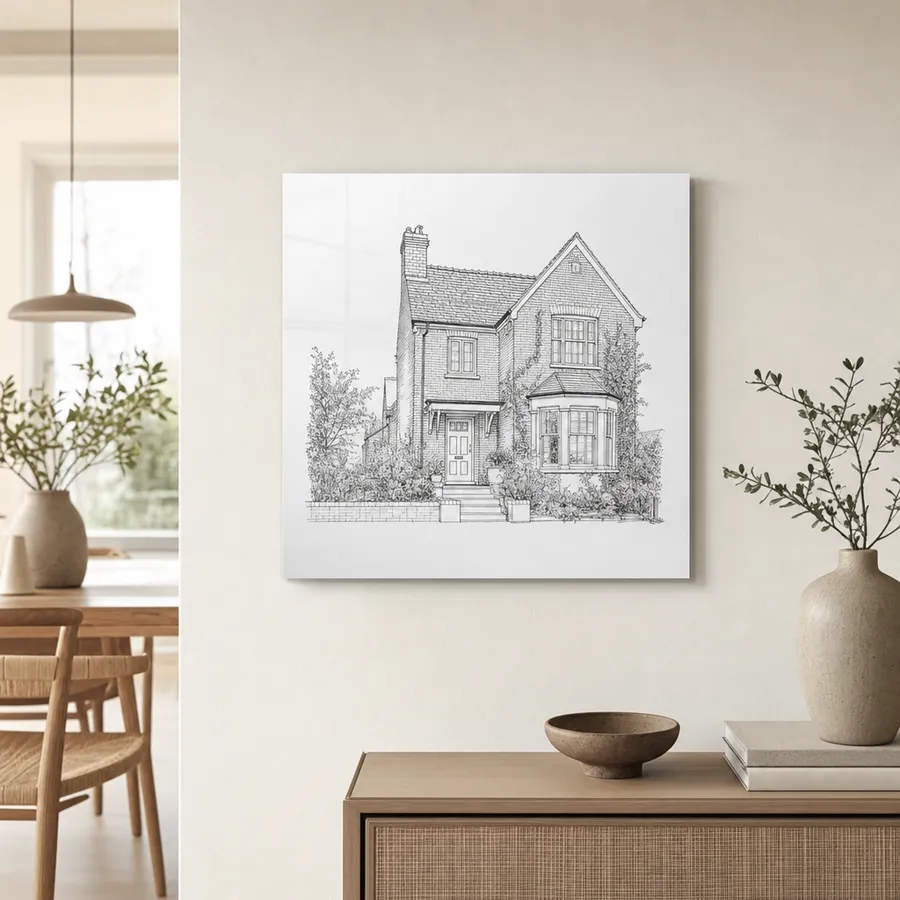 Custom House Illustration Metal Print